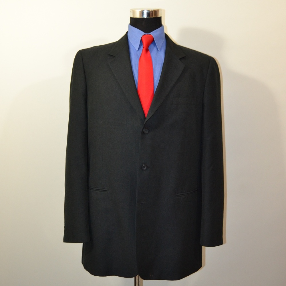 Claiborne 42L Sport Coat Blazer Suit Jacket Black - Picture 1 of 8